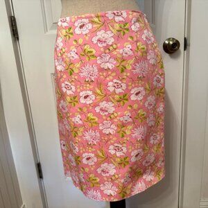 J. McLAUGHLIN SKIRT STRAIGHT PENCIL PINK WHITE GREEN FLORAL SIZE 4